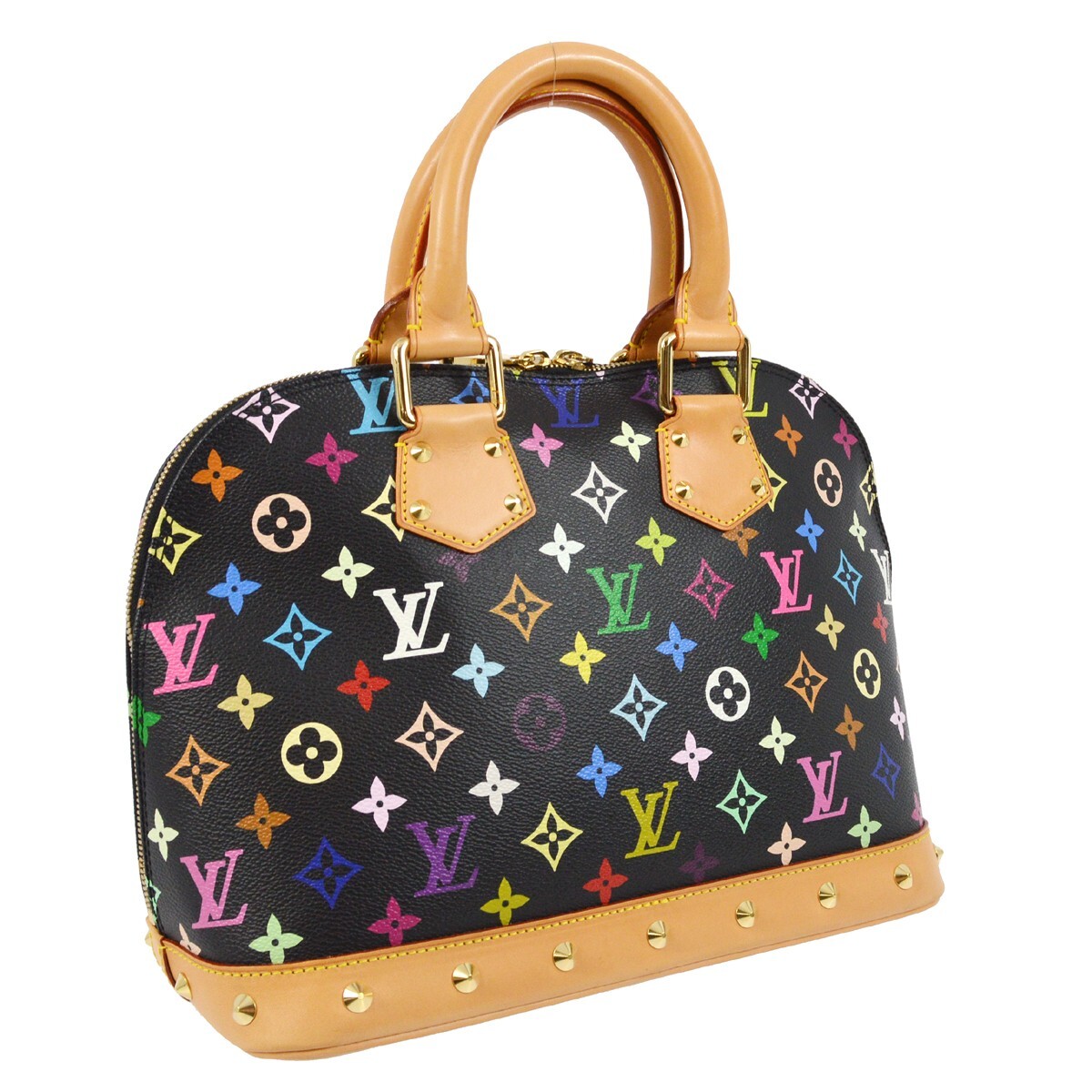 Louis Vuitton Black Monogram Multicolor Alma Handbag M92646 FL0073  