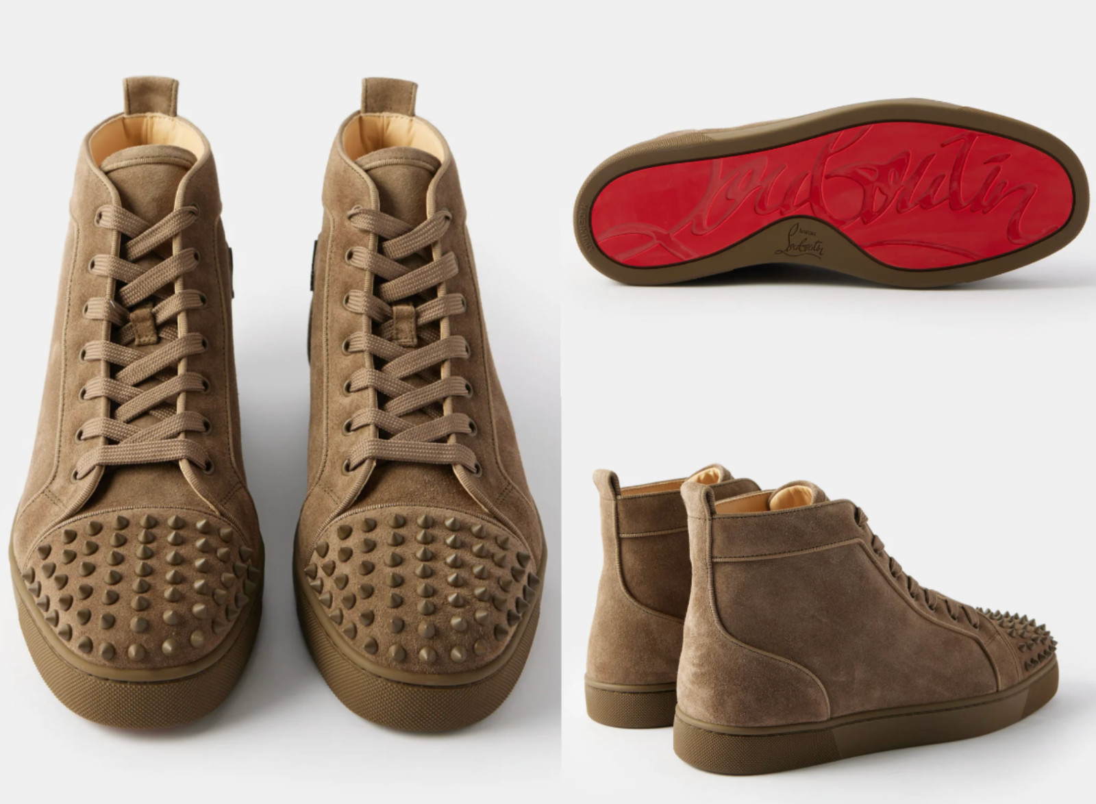 Christian Louboutin Louis Spikes Flat Suede Sneakers Shoes 45