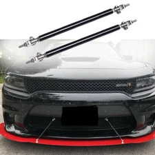 2x Black Bumper Lip Splitter Strut Rod Tie Support Bars for Dodge Challenger IA