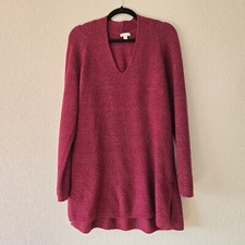 J Jill L Tall Purejill Maroon Long Line V neck Sweater