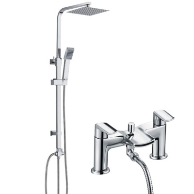 Moderne Bad Dusche Mischbatterie & Quadratisch 3 Wege Dusche Starr Riser Kit Chrom