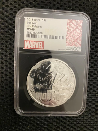 2018 Tuvalu Marvel Iron Man 1 oz Silver Coin NGC MS69 Early Release