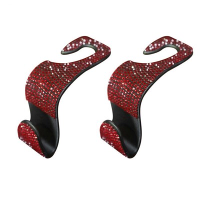 2PCS Red Car Seat Hook Hanger Bag Organizer Holder Clip Diamond For Women