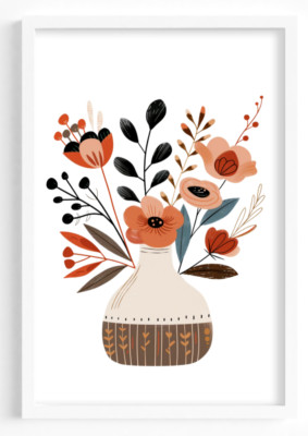 Floral Folk Art Print, Floral Wall Art Decor Print, Botanical Nature Art #47