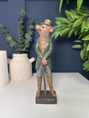 Dapper Ratte ''Ratty'' Ornament - Zylinderhut & grüner Trenchcoat | 25 cm hoch