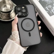 For iPhone 12 13 14 Pro & Pro Max Shockproof Mag Safe Case With Lens Cover