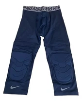 Nike Pro Hyperstrong Basketball 3/4 Padded Compression Tights Blue Size Large