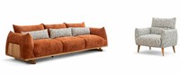 3-Sitzer-Sofa Sessel Wohnzimmer-Set Moderner Stil Holzrahmen Neu