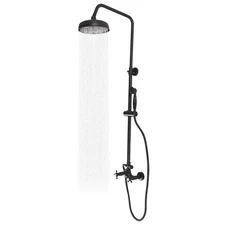 Exposed Shower Faucet Set System Rainfall Shower Head Combo Mixer Wall-Mounted