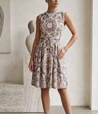 Christian Dior Floral Kaleidoscope Wool Silk Blend Fit and Flare Dress sz 14