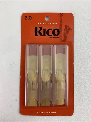 Rico by D'Addario Bass Clarinet Reeds, Strength 2, 3 Pack REA0320