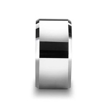 PITTSBURGH Tungsten Carbide Wedding Band with Beveled Edges - 12mm