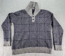 Tommy Hilfiger Men’s L Shawl Collar Lambswool Blend Gray/Navy Soft Sweater