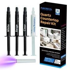 FUNCRECOL Quartz Worktop Repair Kit (Clear, White, Beige) 30s Quick-Drying Qu...