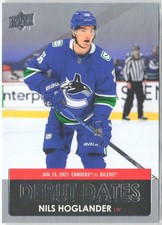 2021-22 Upper Deck Hockey Nils Hoglander Debut Dates #DD-17 Vancouver Canucks