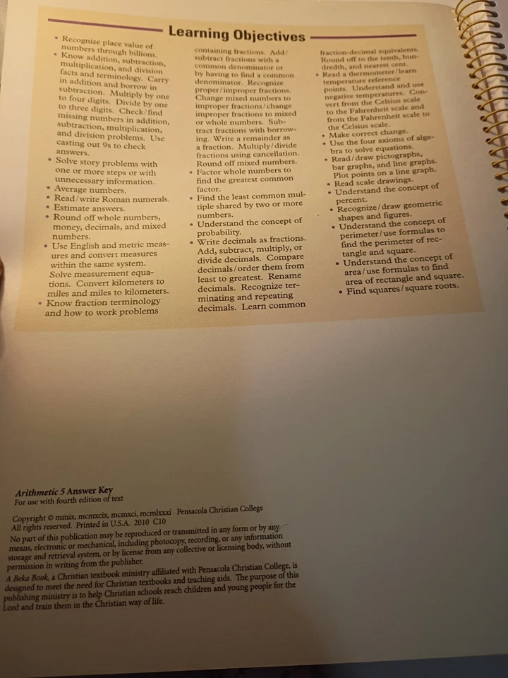 Abeka Arithmetic 5 4th Ed Work-Text & Teacher Quiz/Test/Speed Drill Keys 5th Gra - Image 4 of 4