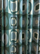 XL Retro Mid Century Linnen Cotton Curtains 160cm W x 270 cm Length (each)