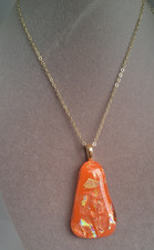 Abstract Orange/Gold Shimmery Iridescent Glas...