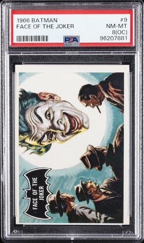 1966 Topps Batman Black Bat #9 Face of the Joker — PSA 8 (OC)