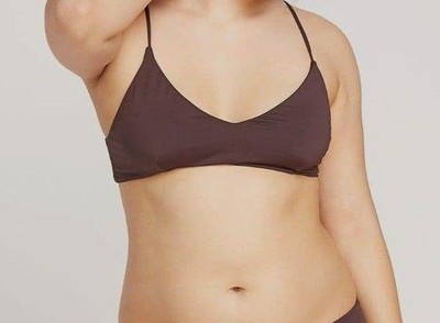 Volcom Women's Brown Seamless V-Neck Bikini Swim Top Plus Size 12W