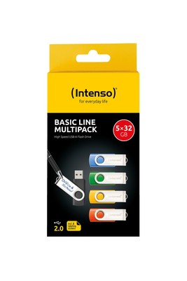 INTENSO USB-Stick 5er Pack Speicherstick, 32 GB, 28 MB/s, Bunt