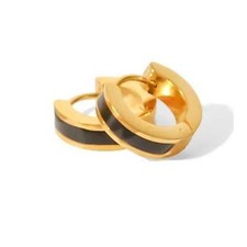 18K Gold Stainless Steel Black Hoop Earrings Huggie Small