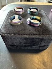 4x Men’s Stainless Steel Rainbow Oil Slick Rings Size T Band Ring Set New