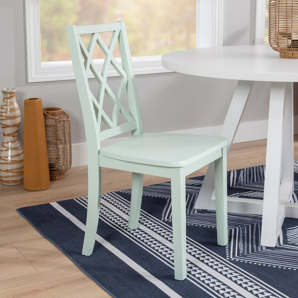 Shelby Solid Wood X Back Side Chair Mint Green - Powell Unupholstered 10090₽