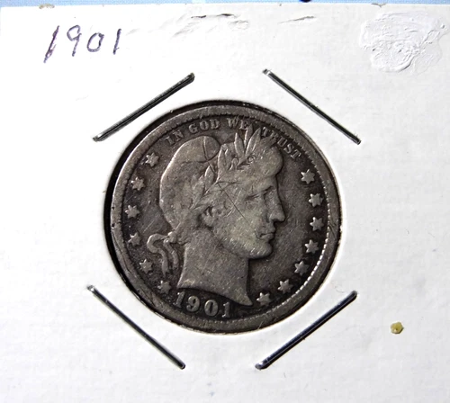 1901 (P) Barber Quarter 90% Silver US Coin