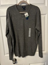 Dockers Mens Sweater L Gray Comfort Touch Super Soft Knit Long Sleeve Office