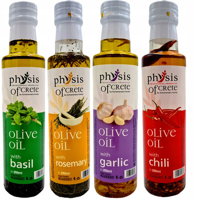 Set 4x250ml,aromatisierten Öle,Extra Virgin,olivenöl,griechische,Physis of Crete