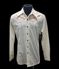 Vintage 1970's California Creme Western Shirt Fancy Yoke Size L Ranchwear Rodeo
