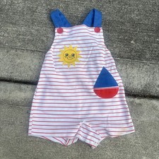 Vintage CARTER's Romper Red White Blue With Sun Buttons 18 Mos Made USA