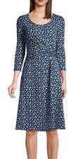 Lands End Womens Blue Floral Twist Waist Cotton Jersey Dress Size 3X