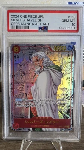 PSA 10 Silvers Rayleigh OP08-118 Manga Alt Art OP08 One Piece Card 2024 Japanese