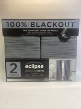 ECLIPSE Absolute Zero 100 Blackout Curtains Two Panels Charcoal 80  X 95  New