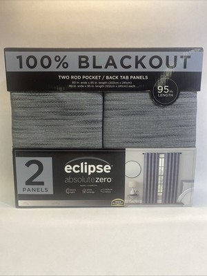 ECLIPSE Absolute Zero 100% Blackout Curtains Two Panels Charcoal 80  X 95  New