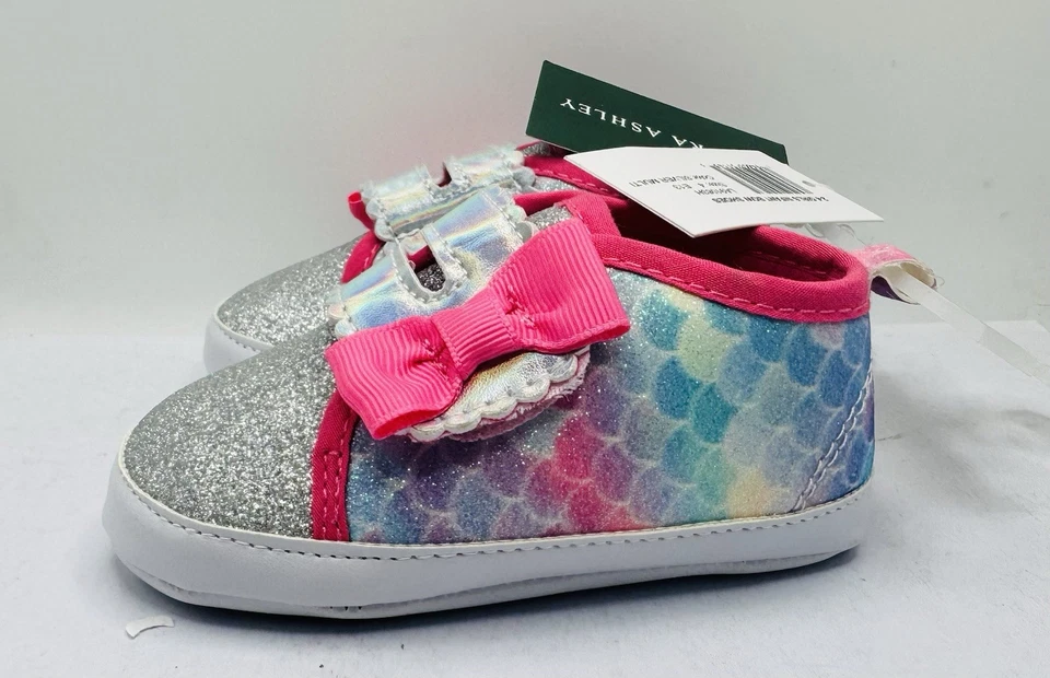 Laura Ashley - Zapatos con lazo para niñas talla 4 plateados múltiples LA91063H Foto 3 de 4