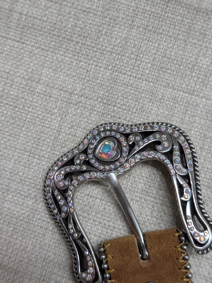 vintage Y2K buckle belt TONY LAMA brown leather 32 cowboy STUDDED rodeo WESTERN - Image 4 of 4