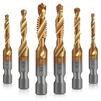 6 Drill Bit & Thread Tap HSS SAE 6-32Nc 8-32Nc 10-32Nc 10-24Nc 12-24Nc 1/4-20Nc