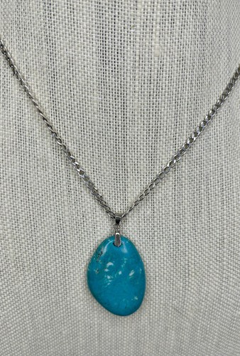 JTV Sterling Silver 925 Turquoise Color Stone Pendant Necklace Made in Italy - Picture 1 of 6