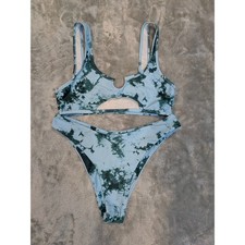 Women's Zaful Blue and Green Cheeky Bikini - Size Medium