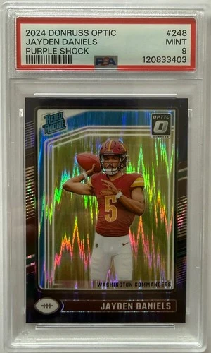 Panini 2024 Donruss Optic Jayden Daniels #248 Purple Shock Prizm PSA 9