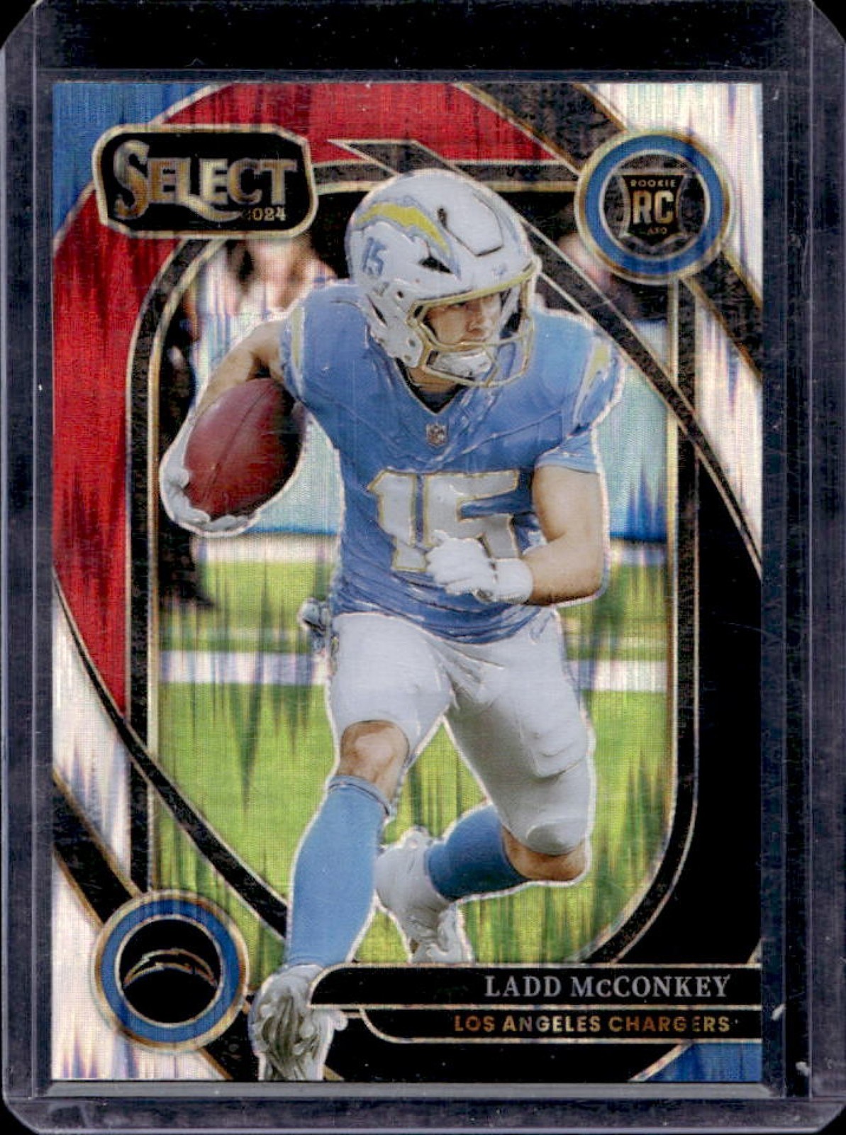 2024 Select Ladd McConkey Club RC Black and Red Prizm Shock #268 Chargers