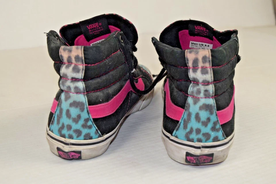 Винтажные фургоны скейтборд обувь размер мужской 8,5 синий розовый градиент гепард высоты топы - Изображение 3 из 4