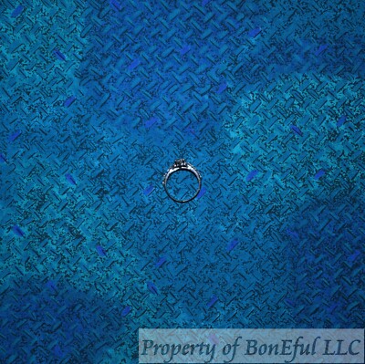 BonEFul FQ Cotton Quilt Aqua BLUE Tone Woven Basket Weave Blender Texture Calico