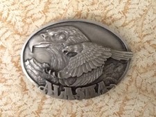 Vintage 1989 Alaska Belt Buckle with Bald Eagle, Anchorage, Alaska   B8