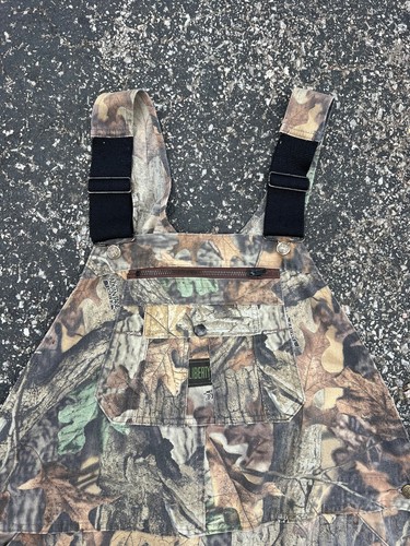 VTG Liberty Overalls Mens 46 Camo Real Tree Hardwoods Bibs Hunting Cargo Utility - Picture 2 of 10