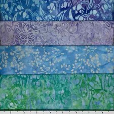 Lot of 4 1 Yard Cuts 100 Cotton Quilting Batik Fabric Blue Green Purple 292