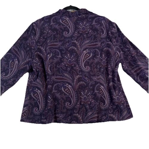 Requirements Women's Blazer Jacket Size XL Purple Paisley Boning Buttons - Picture 2 of 12